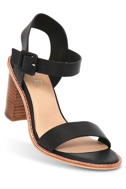 Gracie Black Leather Ankle Strap Heel ACC Shoes - Heels Nude   