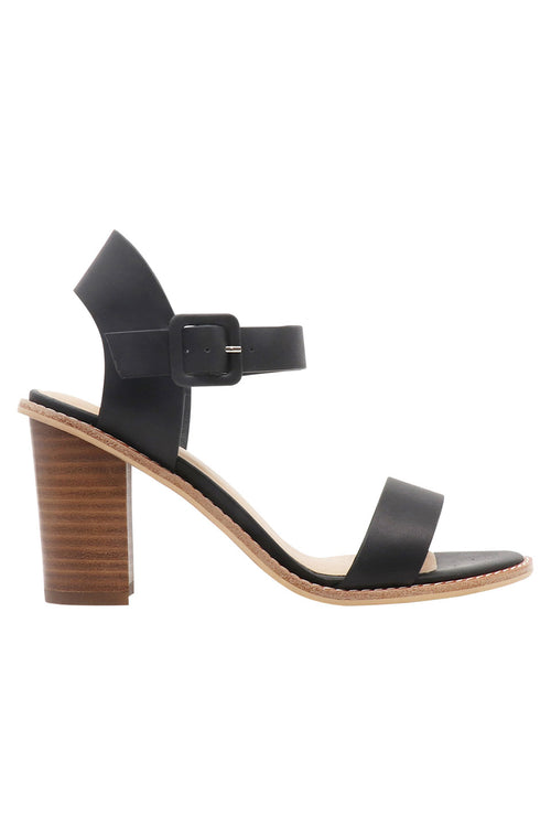 Gracie Black Leather Ankle Strap Heel ACC Shoes - Heels Nude   