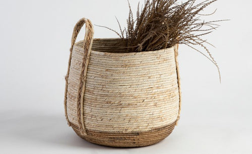 Harper Natural White Woven Basket 32x31cm HW Storage - Stand, Bottle, Box, Basket, Tray Robert Mark   