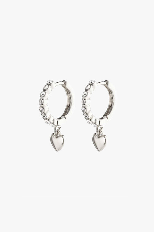 Sophia Preciosa Crystals and Heart Pendant Silver Sleeper Earrings EOL ACC Jewellery Pilgrim   