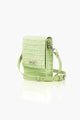 On Tour Acid Lime Leather Cross Body Phone Bag with Silver Hardware