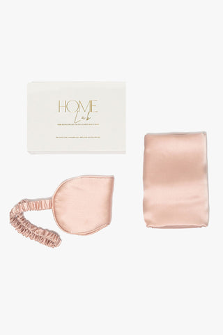 Silk Pillowcase/Eyemask Set Blush HW Linen - Teatowel, Table, Bedding, Towel Home Lab   