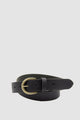 Brookline 32mm Black Leather Belt with Brass Buckle