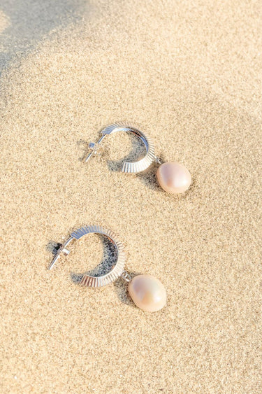 Aada Pearl Silver Hoop Earrings ACC Jewellery Silver Linings   