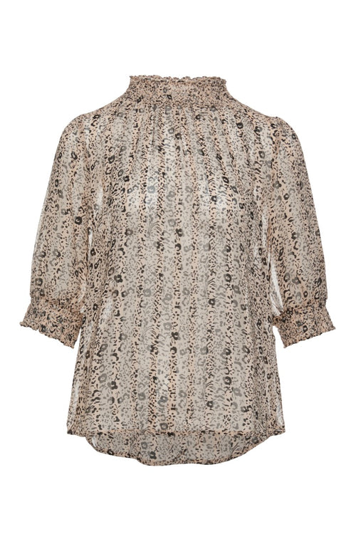 Influential Sand Animal SS Georgette High Neck Shirred Puff Sleeve Top WW Top Among the Brave   