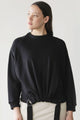 Structure Drawstring Black Organic Cotton Sweater