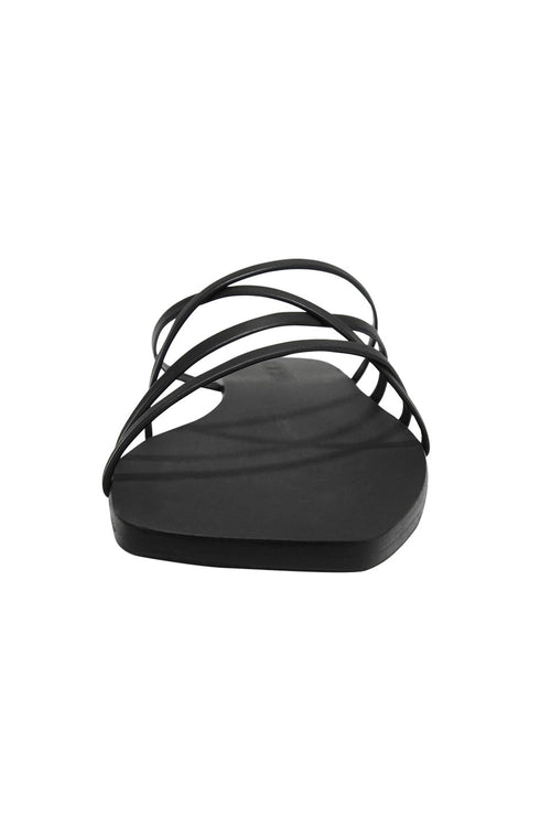 Juniper Black Strappy Flat Slide ACC Shoes - Slides, Sandals Solsana   
