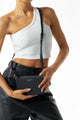 The Kiki Silver Double Zip Mini Crossbody Bag Black Leather