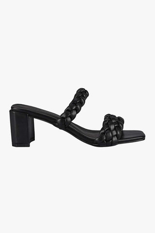 Laurel Double Strap Plaited Black Vegan Leather Mule Heel General St Sana   