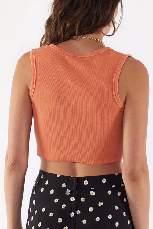 Leah Button Up Orange Crop Tank WW Top All About Eve   