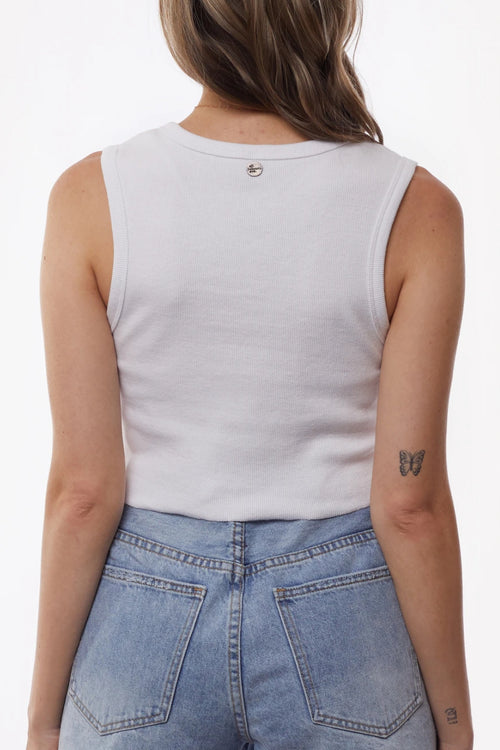 Leah Button Up White Crop Tank WW Top All About Eve   