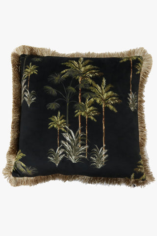 Velvet Black Palm Tree Cushion 45x45cm