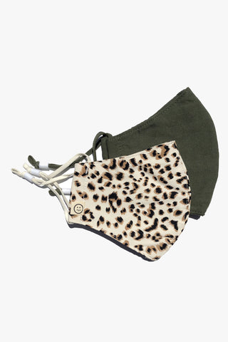 Leopard Print + Olive Face Mask 2 pack