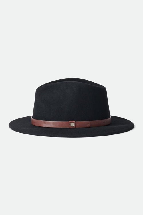Messer Fedora Black Wool Felt Hat ACC Hats Brixton   