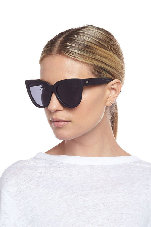 Liar Liar Oversized Cat Eye Black Rubber Smoke Polarised Lens Sunglasses ACC Glasses - Sunglasses Le Specs   
