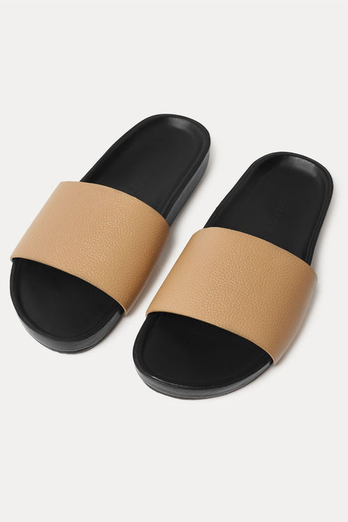 Single Strap Leather Light Tan Black Slide General Not specified   