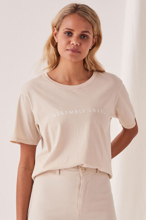 Logo Cotton Crew Ivory SS Tee WW Top Assembly Label   