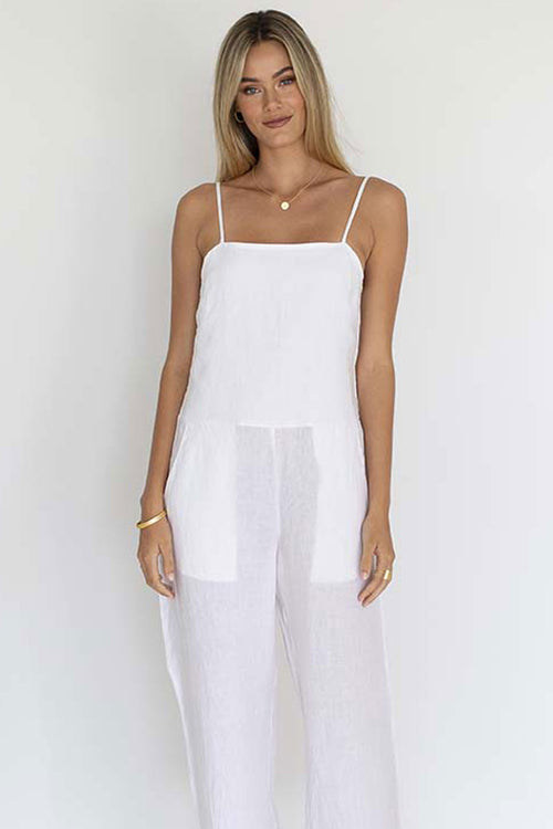 Love Strappy Cropped White Jumpsuit WW Jumpsuit Humidity Lifestyle   