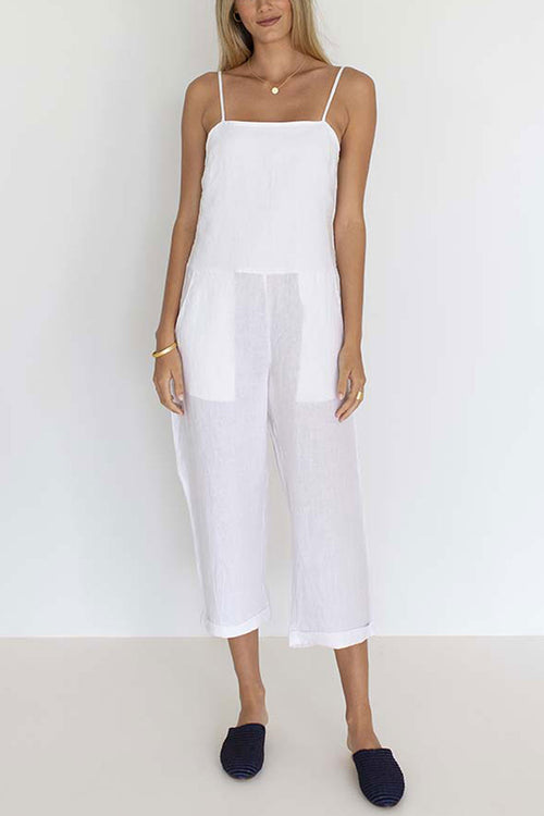 Love Strappy Cropped White Jumpsuit WW Jumpsuit Humidity Lifestyle   