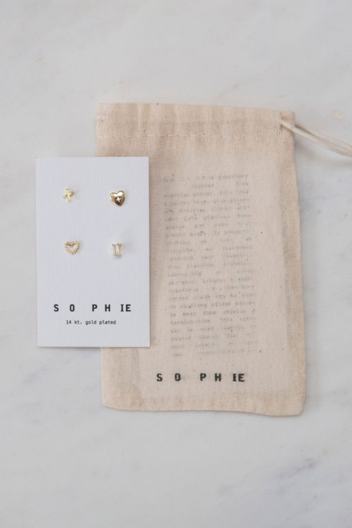 Love You Gold Stud Earring Set ACC Jewellery Sophie   