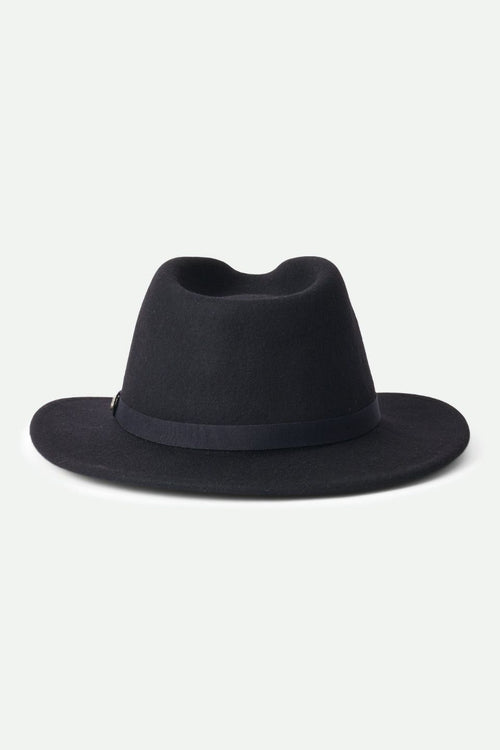Messer Packable Fedora Black Wool Felt Hat ACC Hats Brixton   