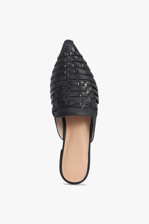 Magnolia Black Pointed Woven Leather Mule ACC Shoes - Loafers Nude   