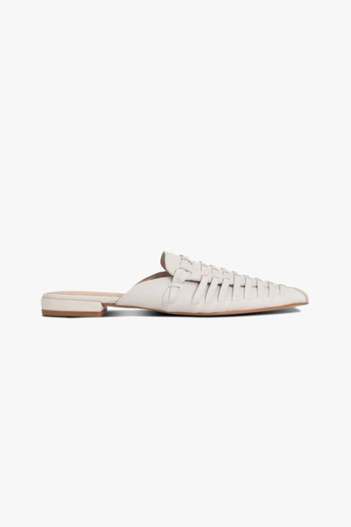 Magnolia Ivory Pointed Woven Leather Mule ACC Shoes - Loafers Nude   