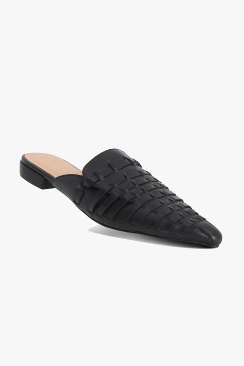Magnolia Black Pointed Woven Leather Mule ACC Shoes - Loafers Nude   