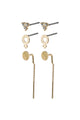 Malak 3pc Stud Set Earrings Gold Plated Crystal Circle Cross