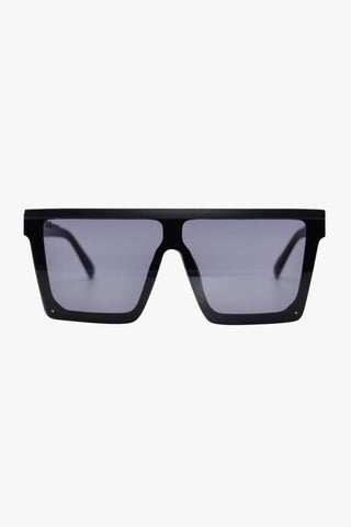 Malibu Oversized Flat Top Square Black Sunglasses