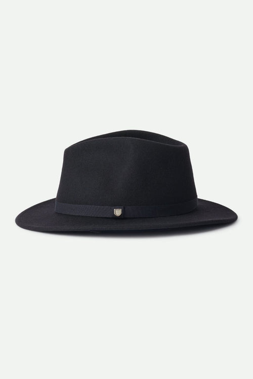 Messer Packable Fedora Black Wool Felt Hat ACC Hats Brixton   