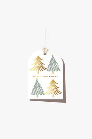 Merry And Bright Trees Gift Tag HW Christmas Elm Paper   