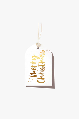 Merry Christmas Gold Gift Tag HW Christmas Elm Paper   