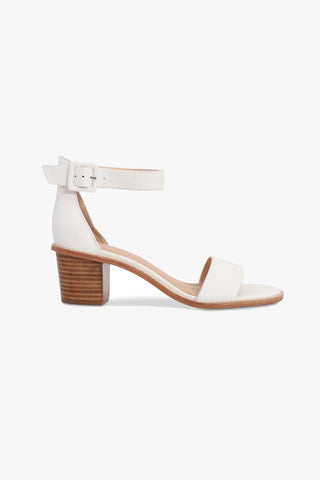 Mickee White Leather Block Heel ACC Shoes - Heels Nude   