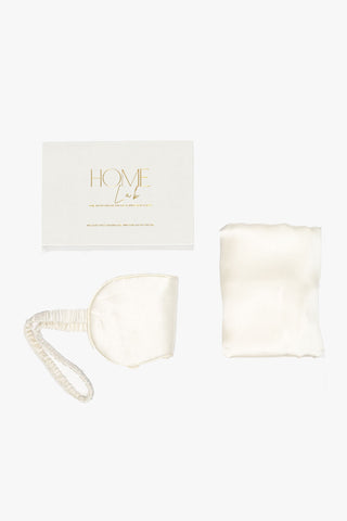 Silk Pillowcase/Eyemask Set Milk HW Linen - Teatowel, Table, Bedding, Towel Home Lab   
