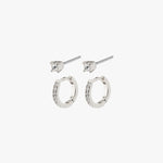 Mille Crystal Hoops and Earstuds 2 in 1 Set Silver ACC Jewellery Pilgrim   