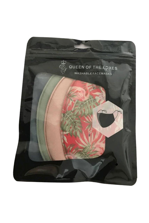 Flamingo Rose Sage Face Mask Pack of 3 ACC Face Masks Queen of the Foxes   