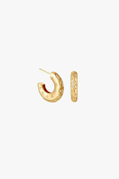 You Are The Moon + Stars Gold Hoop Earrings EOL ACC Jewellery Lindi Kingi   