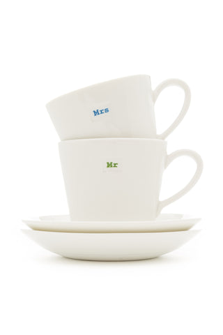 Mr & Mrs White Espresso Set HW Mugs Keith Brymer Jones   