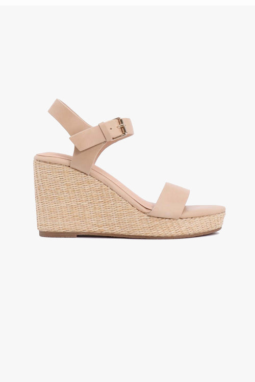 Nala Natural Leather Strap Wedges General Nude   