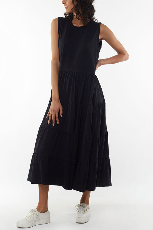 Nebraska Black SL Tiered Maxi Dress WW Dress Foxwood   