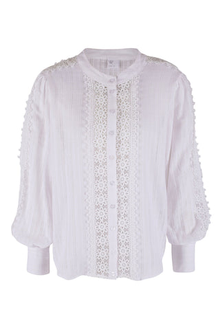 Obey White Lace Collared Shirt WW Top Leo + Be   