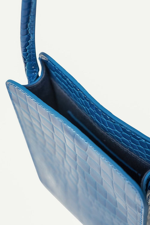 Paloma Cobalt Croc Recycled PU Crossbody Phone Bag ACC Bags - All, incl Phone Bags Brie Leon   
