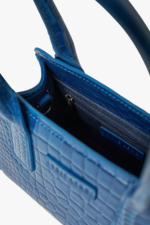 Paloma Cobalt Croc Recycled PU Mini Tote Crossbody Bag ACC Bags - All, incl Phone Bags Brie Leon   