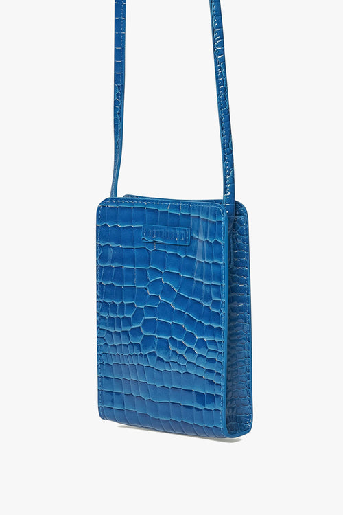 Paloma Cobalt Croc Recycled PU Crossbody Phone Bag ACC Bags - All, incl Phone Bags Brie Leon   