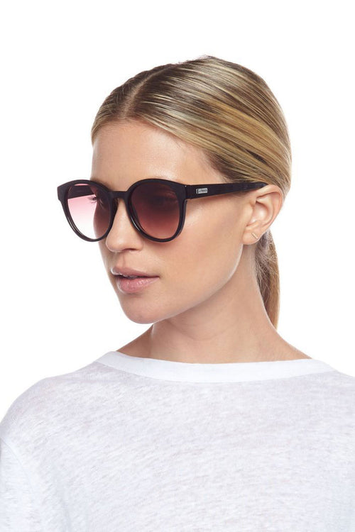 Paramount Round Black Warm Smoke Gradient Lens Sunglasses ACC Glasses - Sunglasses Le Specs   