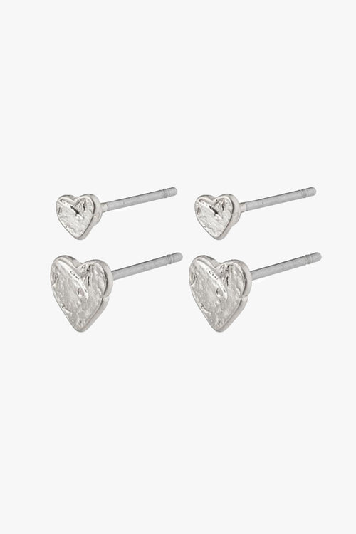 Sophia Heart Stud Earrings Two Pack Silver ACC Jewellery Pilgrim   
