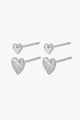 Sophia Heart Stud Earrings Two Pack Silver