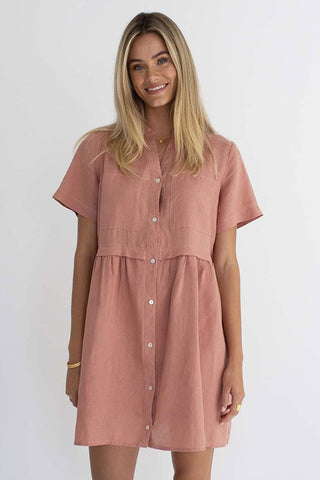 Pippa SS Rose Clay Shift Shirt Dress WW Dress Humidity Lifestyle   