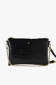 Qunicy Black Pebble Vegan Recycled Leather Crossbody Bag with Gold Hardware